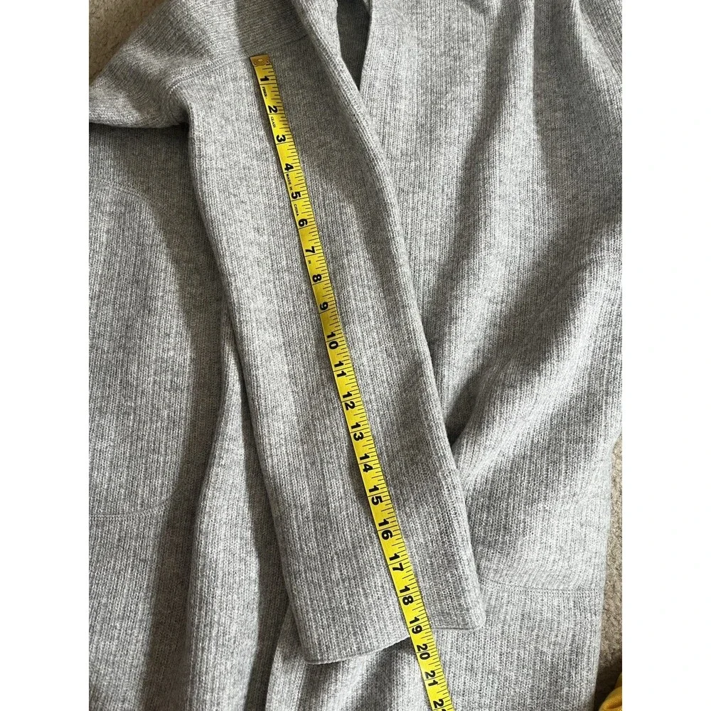 Japanese Hooded Wool Sweater Duster Lg Gray Long Lines Minimalist Quiet Luxury